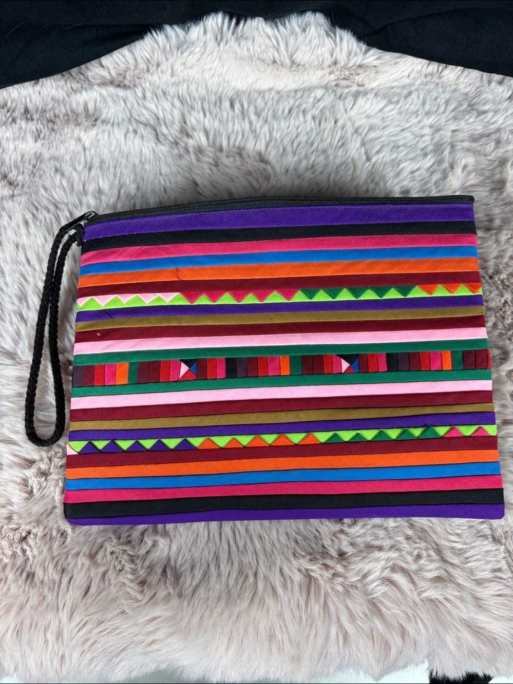 Multicolor Pieced Fabric Wristlet Patchwork Crazy Quilt Style Artisan Boho NWOT